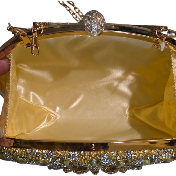NEW Gold and Silver Embellished Evening Bag Clutch Crossbody - Picture 5 of 5